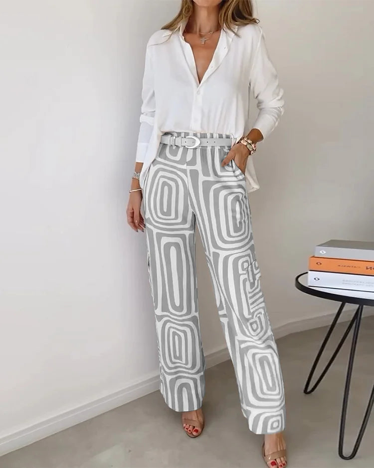 Sophia | Elegant Oversized Blouse & Flowy Palazzo Pants Set