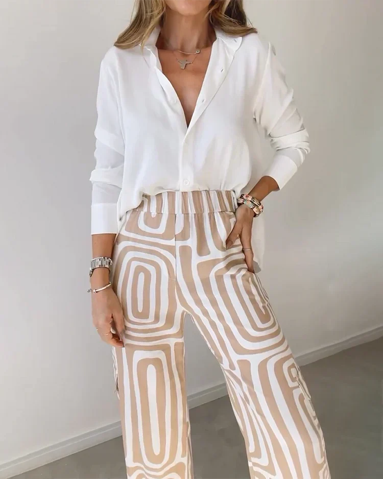 Sophia | Elegant Oversized Blouse & Flowy Palazzo Pants Set