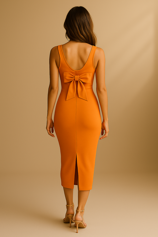 Orange Bodycon Dress with Straps – Figure-Hugging and Perfect for Warm Days