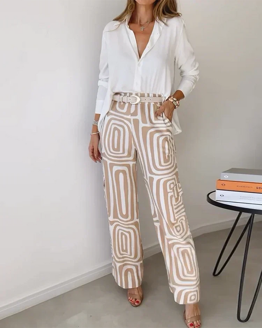 Sophia | Elegant Oversized Blouse & Flowy Palazzo Pants Set