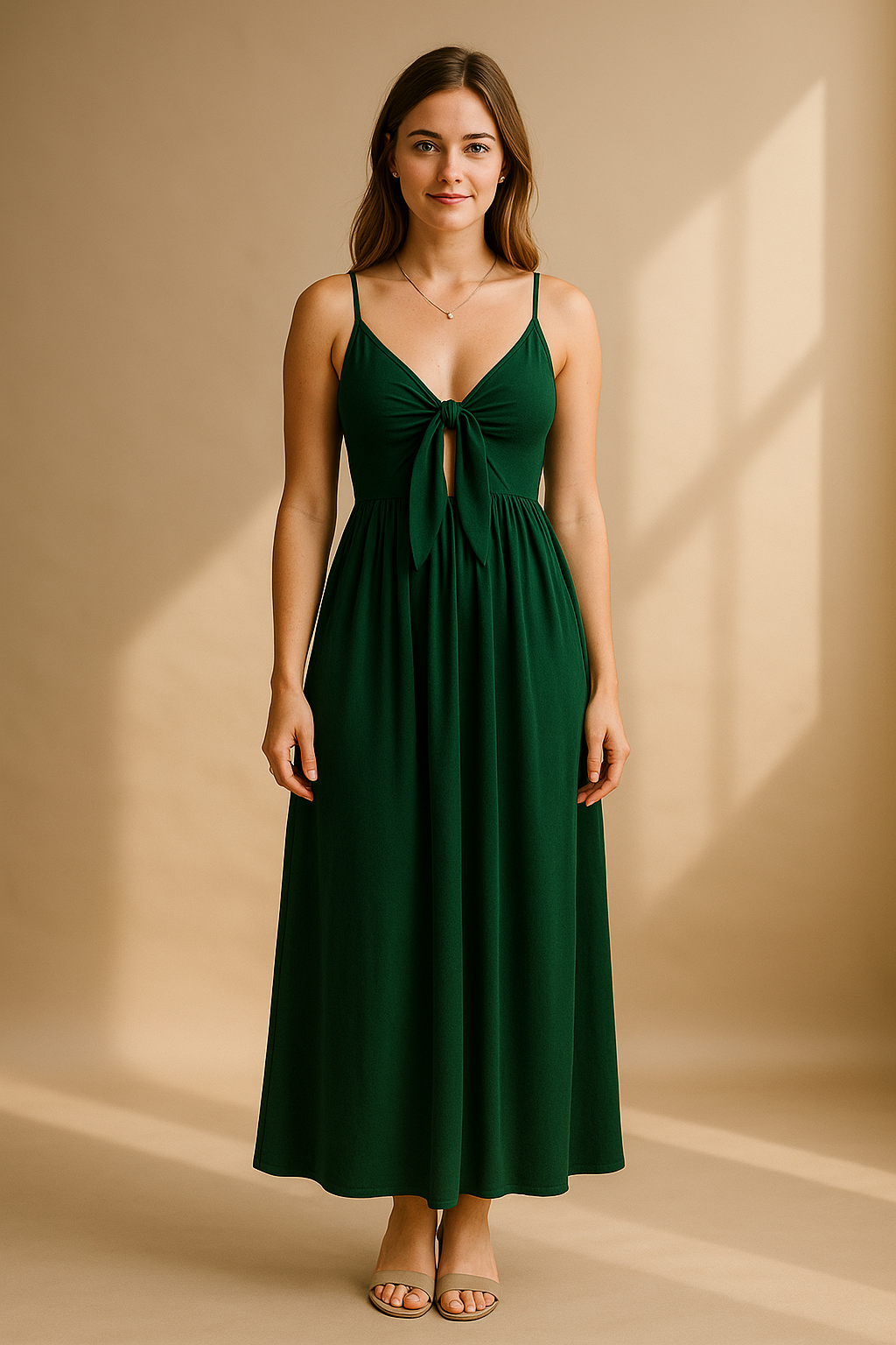 Green Maxi Dress with Halter and A-Line – For Summer and Leisure
